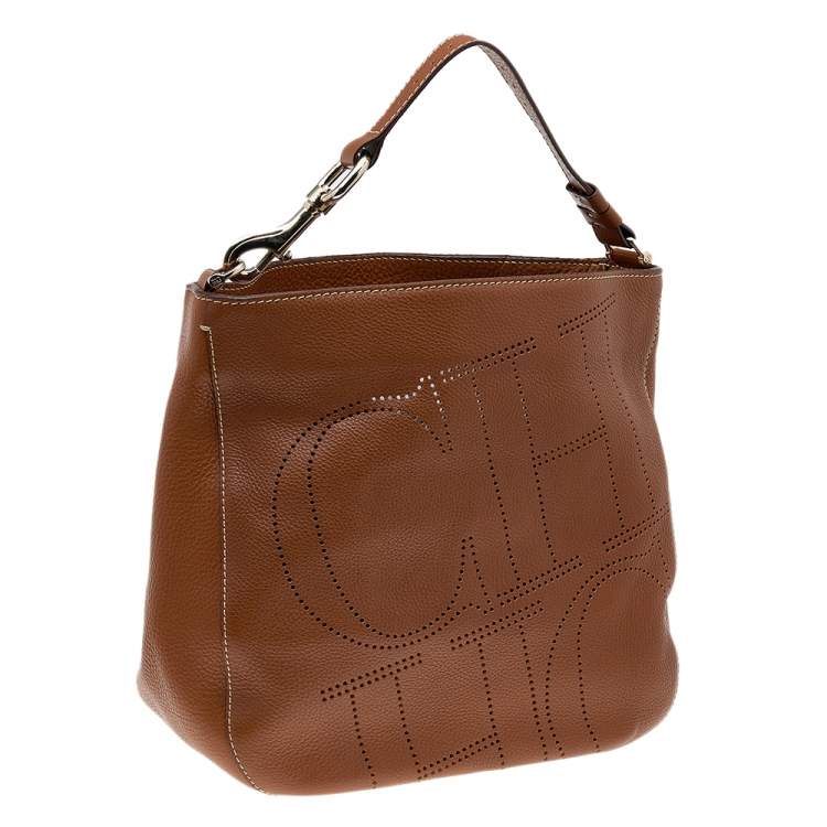 Pre Owned Carolina Herrera Brown Leather Hobo
