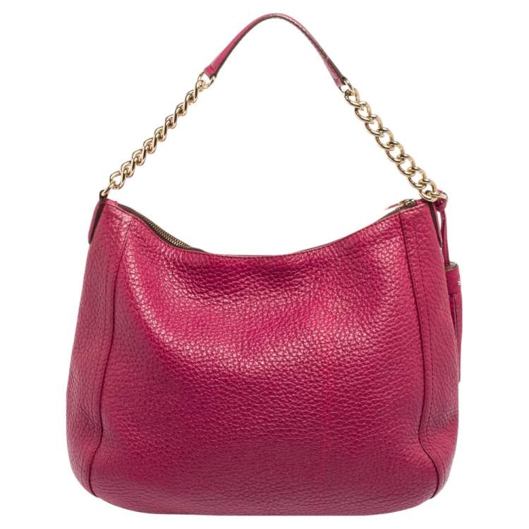 Pre Owned Carolina Herrera Pink Leather Zip Hobo