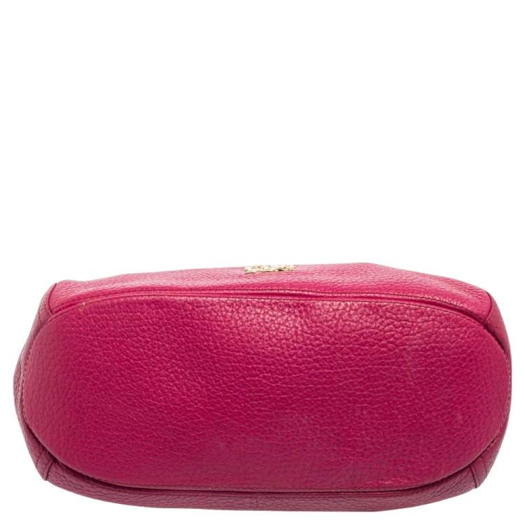 Pre Owned Carolina Herrera Pink Leather Zip Hobo