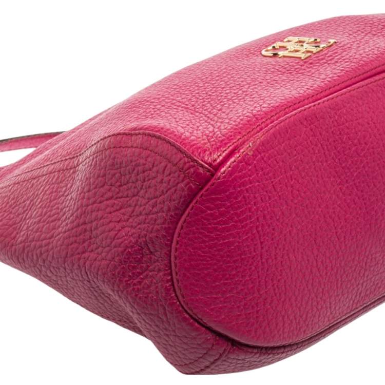 Pre Owned Carolina Herrera Pink Leather Zip Hobo