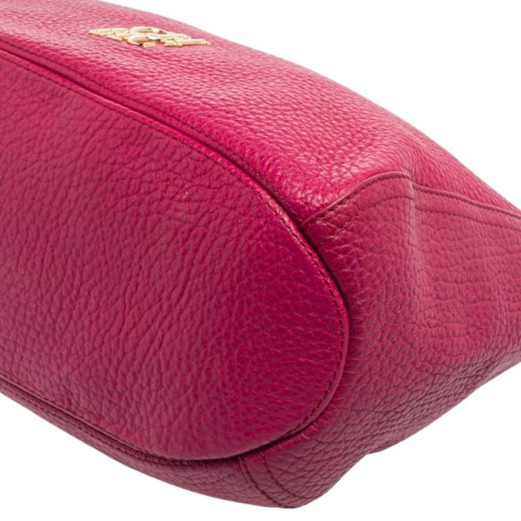 Pre Owned Carolina Herrera Pink Leather Zip Hobo