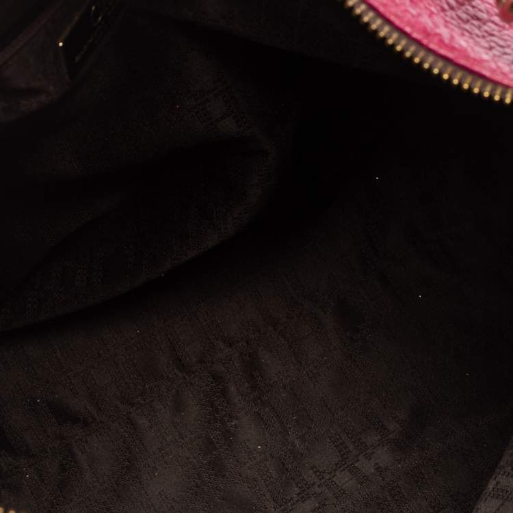 Pre Owned Carolina Herrera Pink Leather Zip Hobo