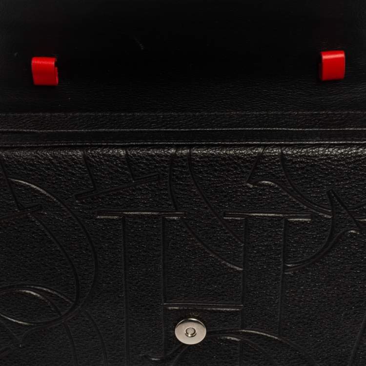 Pre Owned Carolina Herrera Black Logo Embossed Leather Insignia Top Handle Bag