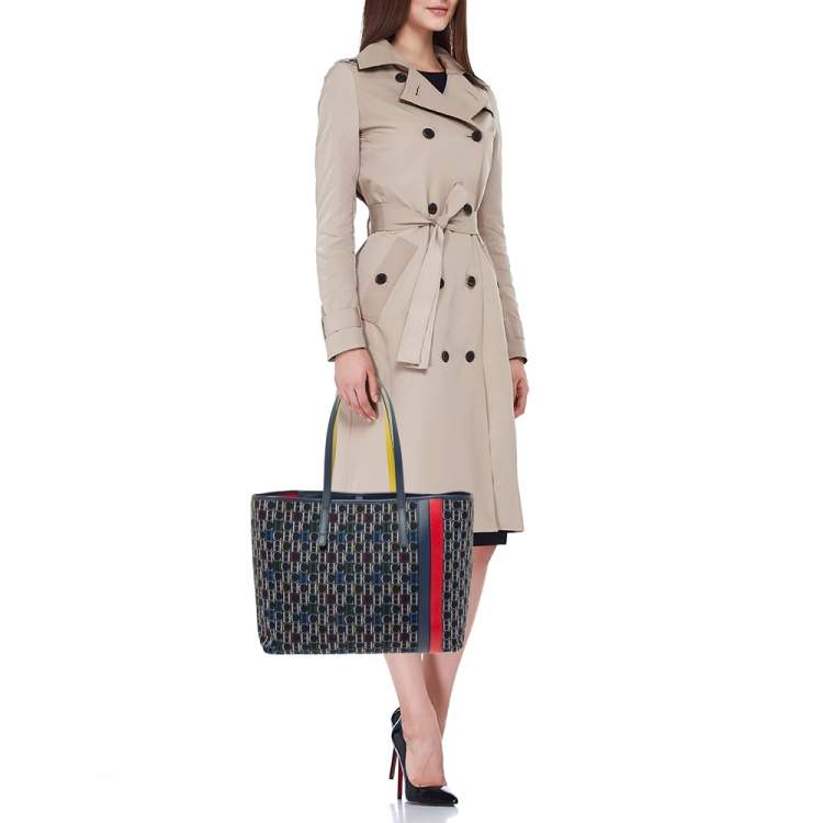 Pre Owned Carolina Herrera Multicolor Monogram Canvas  And Leather Shopper Tote
