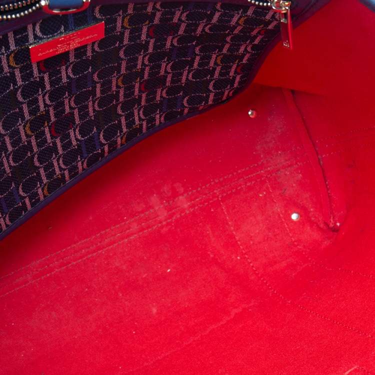 Pre Owned Carolina Herrera Multicolor Monogram Canvas  And Leather Shopper Tote