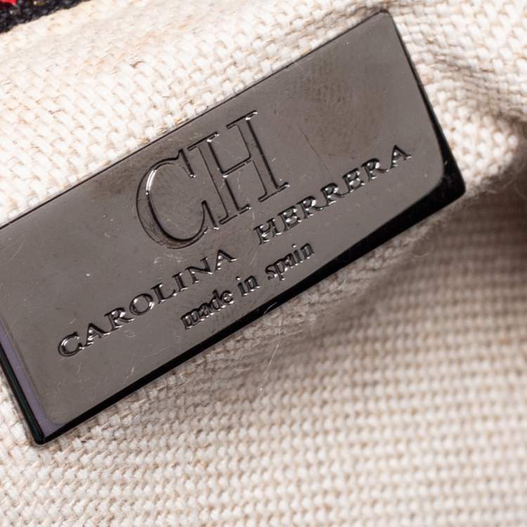 Pre Owned Carolina Herrera Black Leather Charm Tote