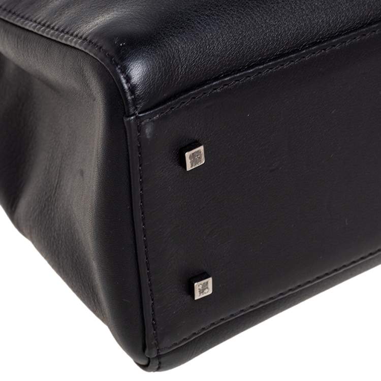 Pre Owned Carolina Herrera Black Leather Charm Tote