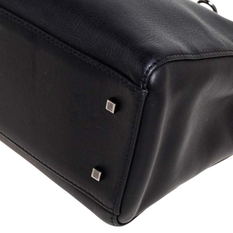 Pre Owned Carolina Herrera Black Leather Charm Tote