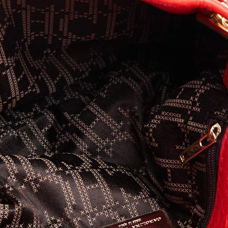 Pre Owned Carolina Herrera Orange Leather Shoulder Bag