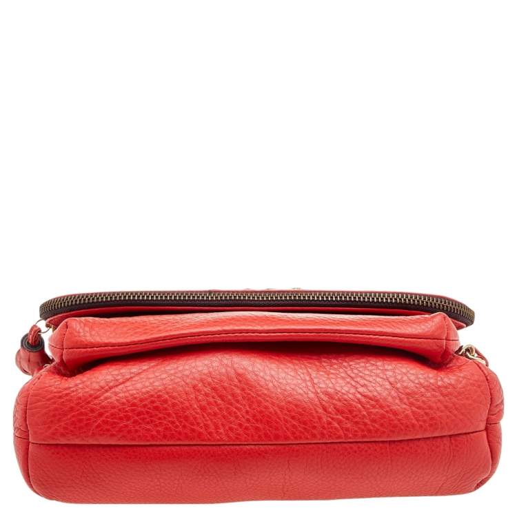 Pre Owned Carolina Herrera Orange Leather Shoulder Bag