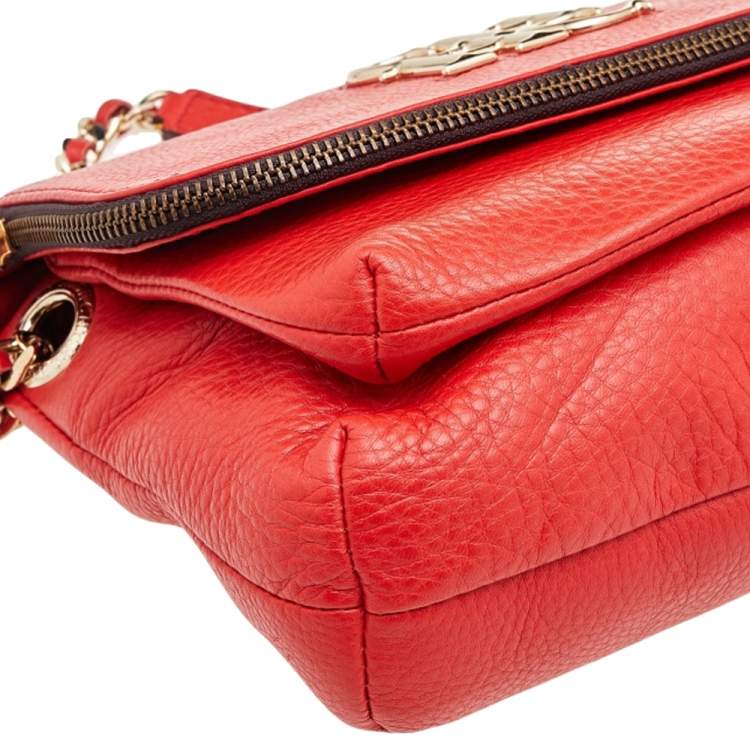 Pre Owned Carolina Herrera Orange Leather Shoulder Bag