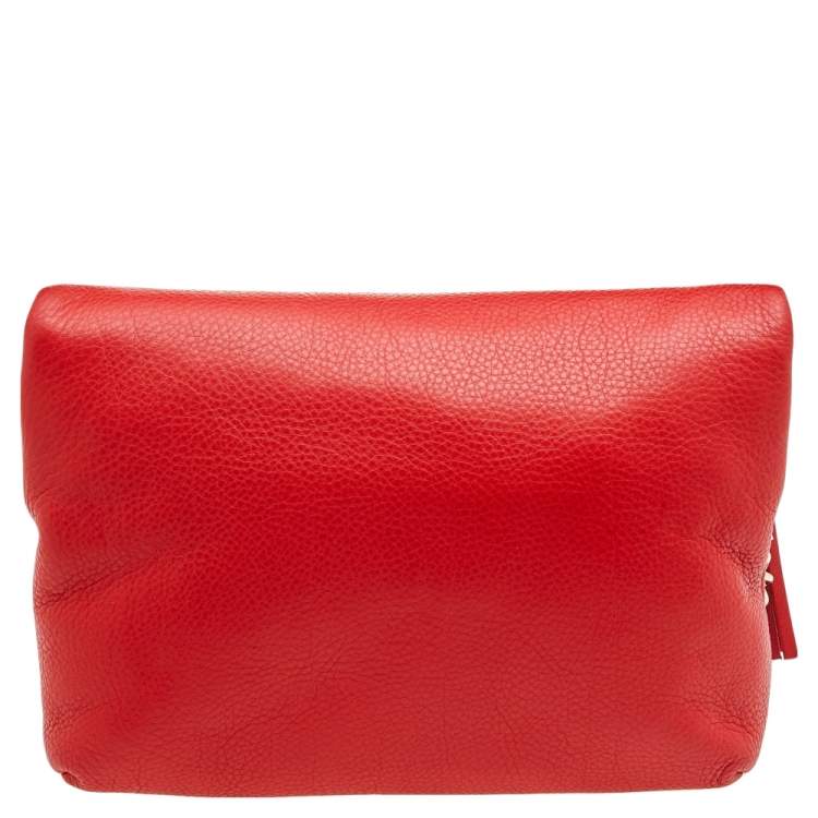 Pre Owned Carolina Herrera Orange Leather Shoulder Bag