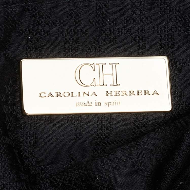 Pre Owned Carolina Herrera Black Leather Chain Flap Shoulder Bag