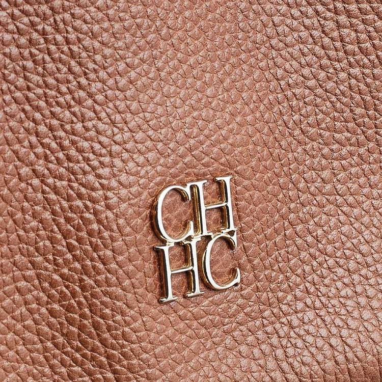 Pre Owned Carolina Herrera Brown Leather Minuetto Top Handle Bag