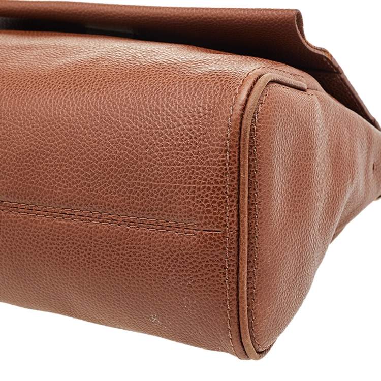 Pre Owned Carolina Herrera Brown Leather Minuetto Top Handle Bag