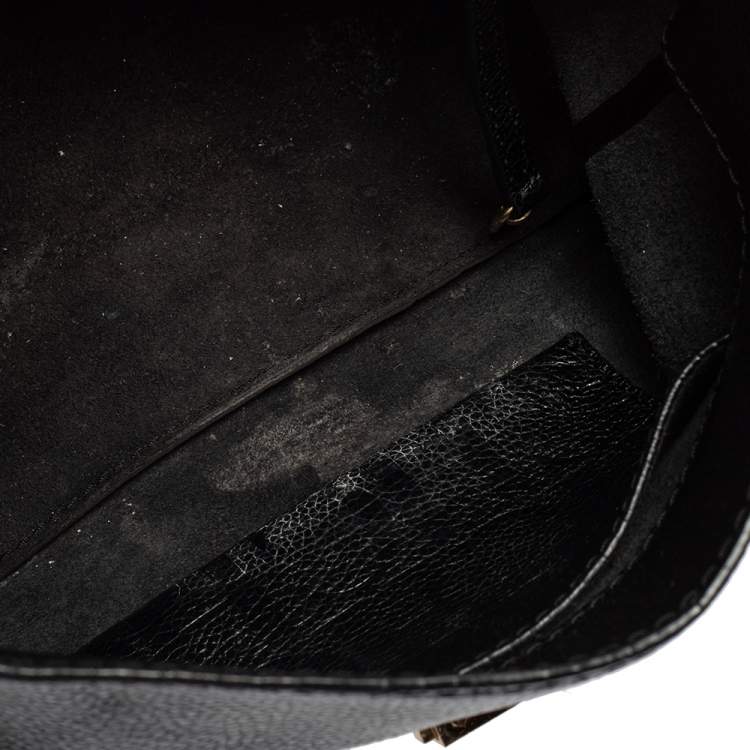 Pre Owned Carolina Herrera Black Leather Minuetto Flap Top Handle Bag