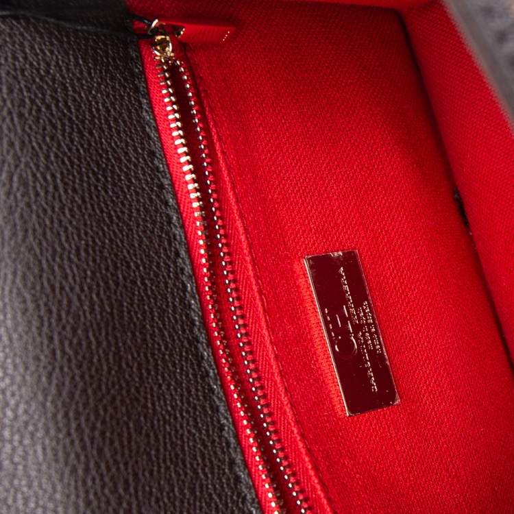 Pre Owned Carolina Herrera Brown Monogram Coated Canvas and Leather Top Handle Bag