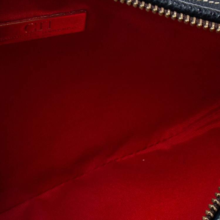 مملوكة مسبقًا Carolina Herrera Navy Blue Leather Logo Crossbody Bag