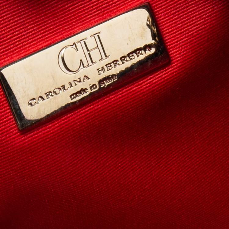 مملوكة مسبقًا Carolina Herrera Navy Blue Leather Logo Crossbody Bag