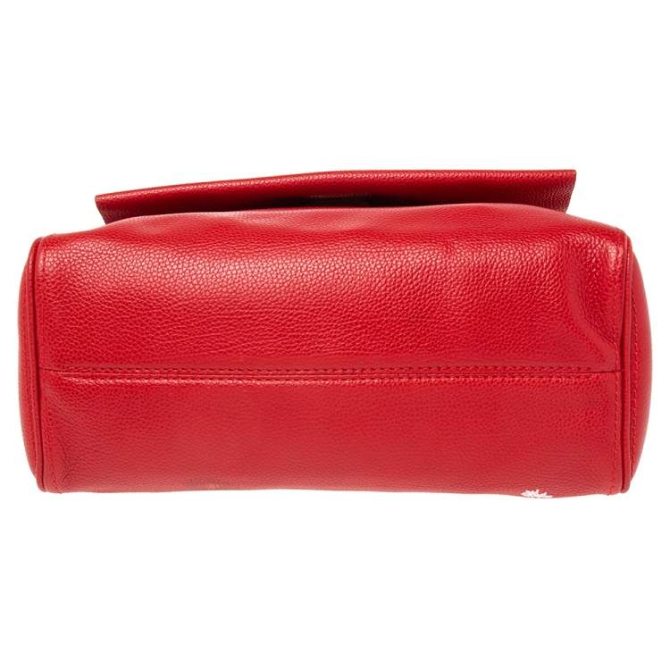 Pre Owned Carolina Herrera Red Leather Minuetto Flap Top Handle Bag