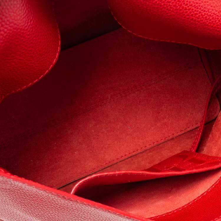 Pre Owned Carolina Herrera Red Leather Minuetto Flap Top Handle Bag