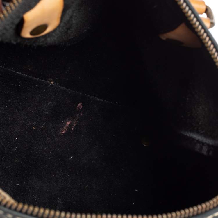 مملوكة مسبقًا Carolina Herrera Black Monogram Embossed Leather Andy Boston Bag