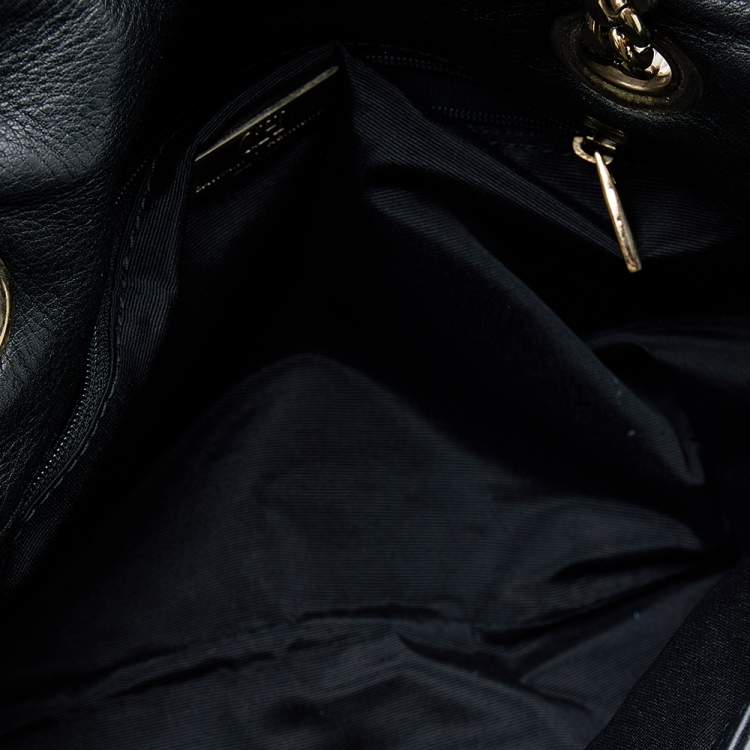 Pre Owned Carolina Herrera Black Monogram Embossed Leather Audrey Bow Flap Shoulder Bag