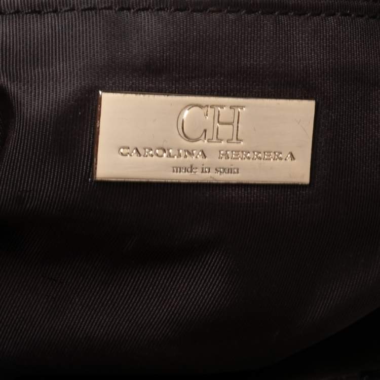 Pre Owned Carolina Herrera Brown Quilted Nylon Chain Tote