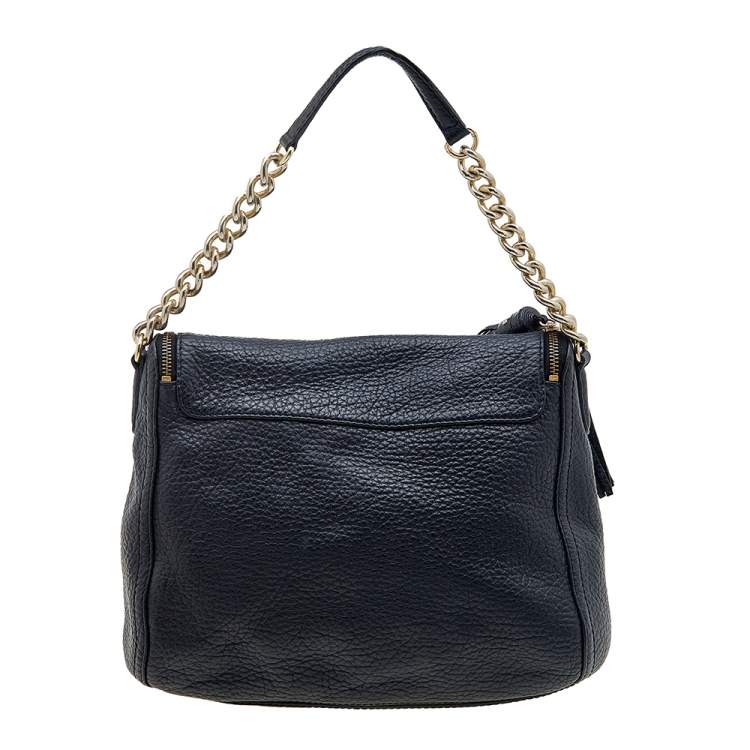 Pre Owned CH Carolina Herrera Black Leather Tassel Shoulder Bag
