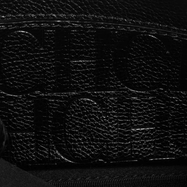 Pre Owned Carolina Herrera Black Leather Flap Chain Shoulder Bag