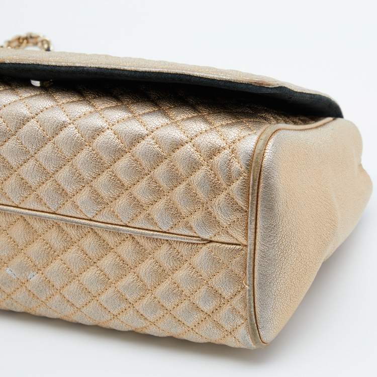 مملوكة مسبقًا CH Carolina Herrera Metallic Gold Quilted Leather Flap Chain Shoulder Bag