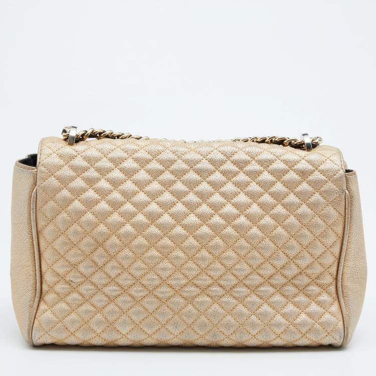 مملوكة مسبقًا CH Carolina Herrera Metallic Gold Quilted Leather Flap Chain Shoulder Bag
