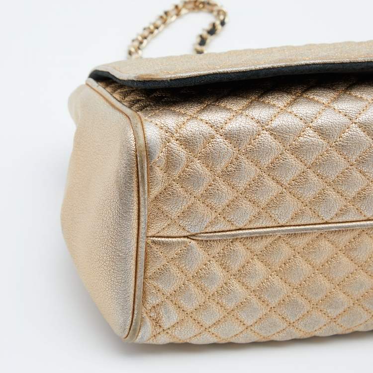 مملوكة مسبقًا CH Carolina Herrera Metallic Gold Quilted Leather Flap Chain Shoulder Bag