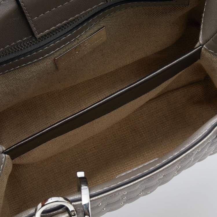 مملوكة مسبقًا CH Carolina Herrera Metallic Silver Quilted Leather Studded Mini Duchess Tote