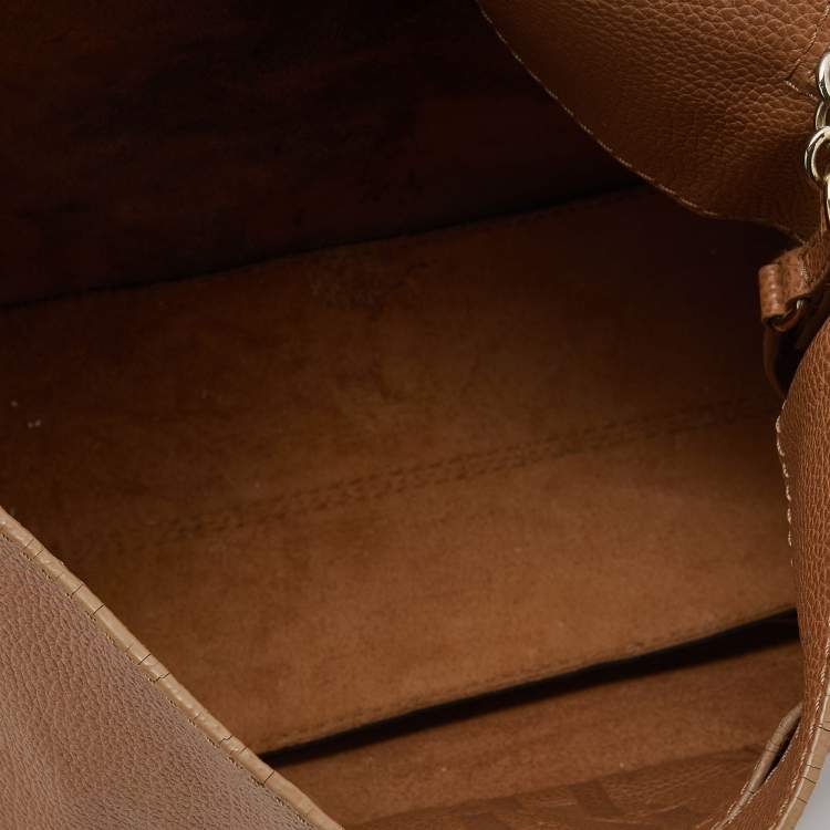 Pre Owned CH Carolina Herrera Brown Leather Minuetto Top Handle Bag