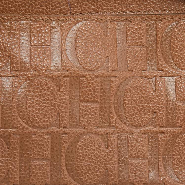 Pre Owned CH Carolina Herrera Brown Leather Minuetto Top Handle Bag