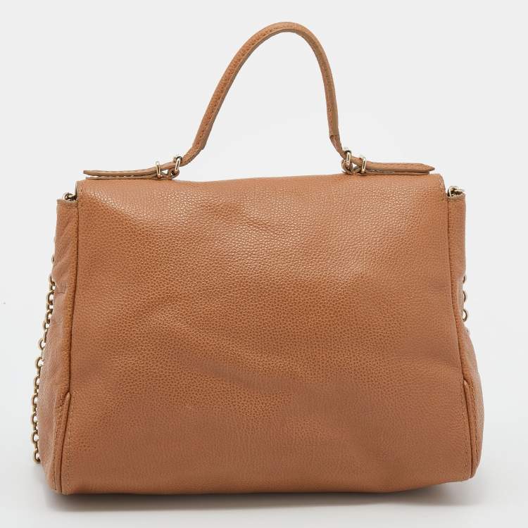 Pre Owned CH Carolina Herrera Brown Leather Minuetto Top Handle Bag