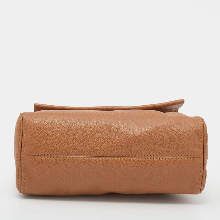 Pre Owned CH Carolina Herrera Brown Leather Minuetto Top Handle Bag