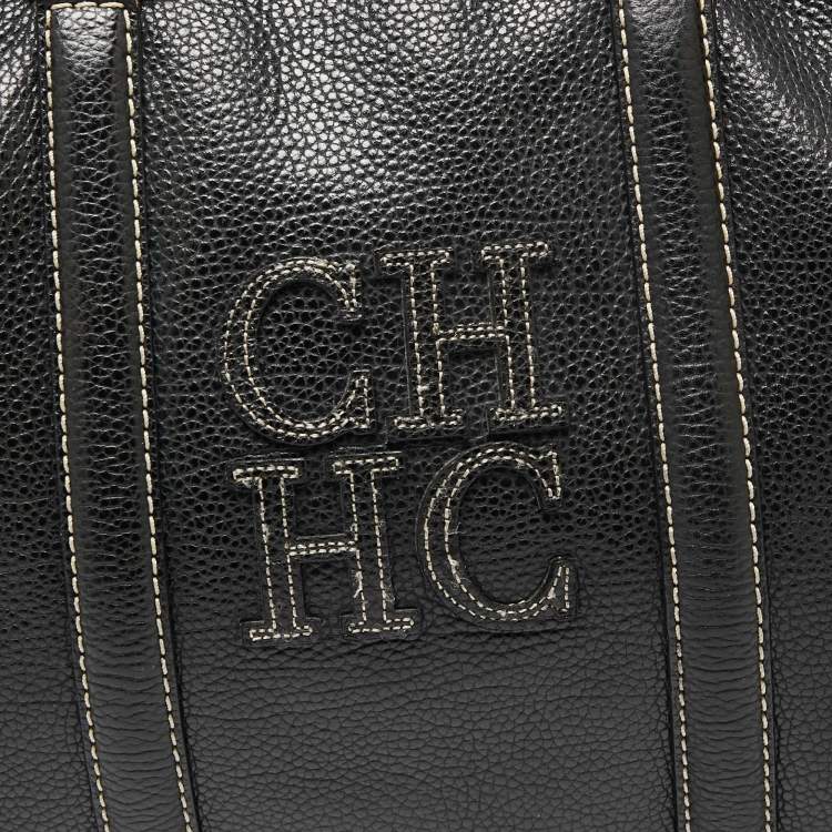 Pre Owned Carolina Herrera Black Leather Large Matteo Tote