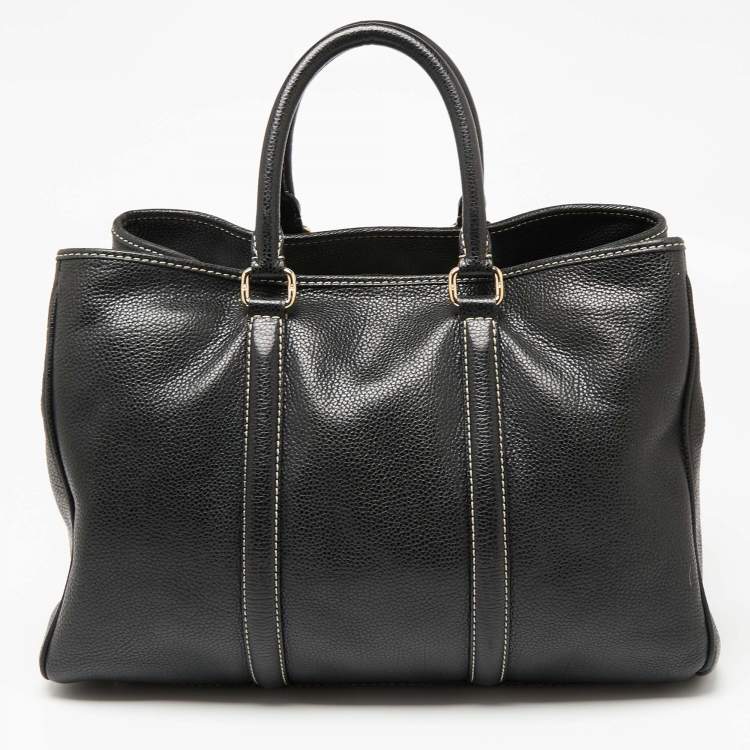 Pre Owned Carolina Herrera Black Leather Large Matteo Tote