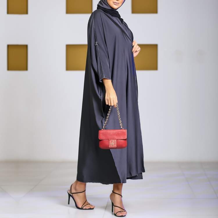 Pre Owned Carolina Herrera Red Leather Flap Shoulder Bag