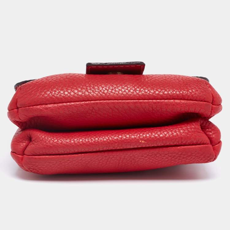 Pre Owned Carolina Herrera Red Leather Flap Shoulder Bag