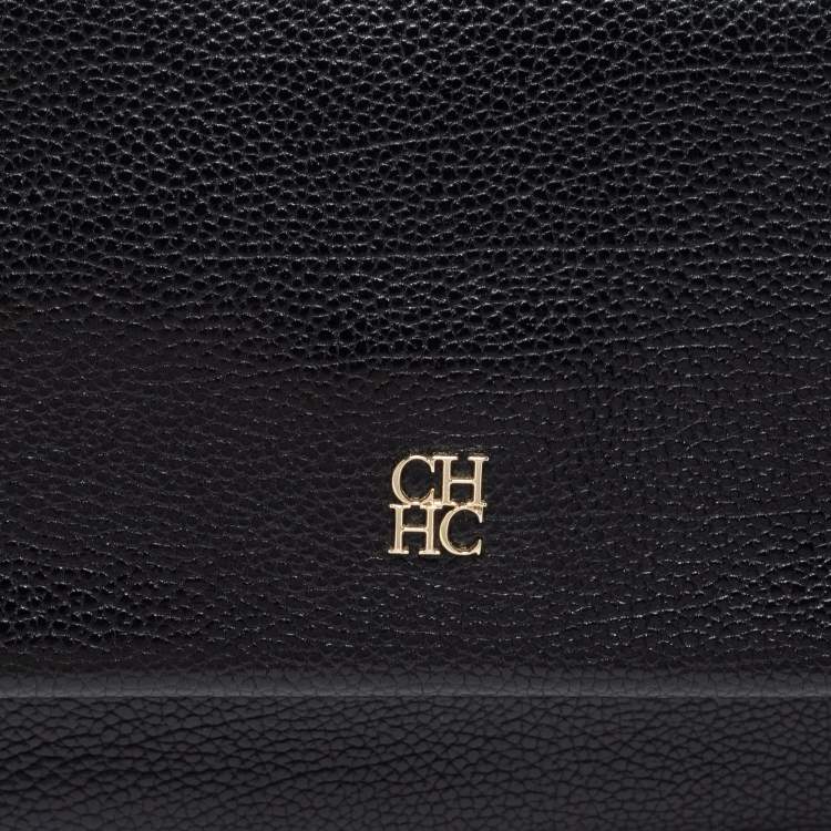 Pre Owned Carolina Herrera Black Leather Mini Minuetto Flap Top Handle Bag