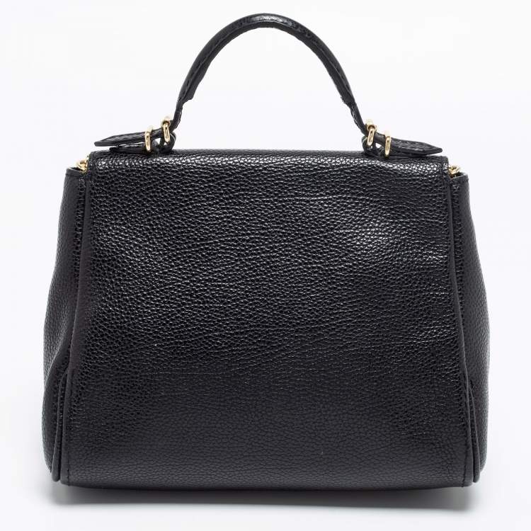 Pre Owned Carolina Herrera Black Leather Mini Minuetto Flap Top Handle Bag