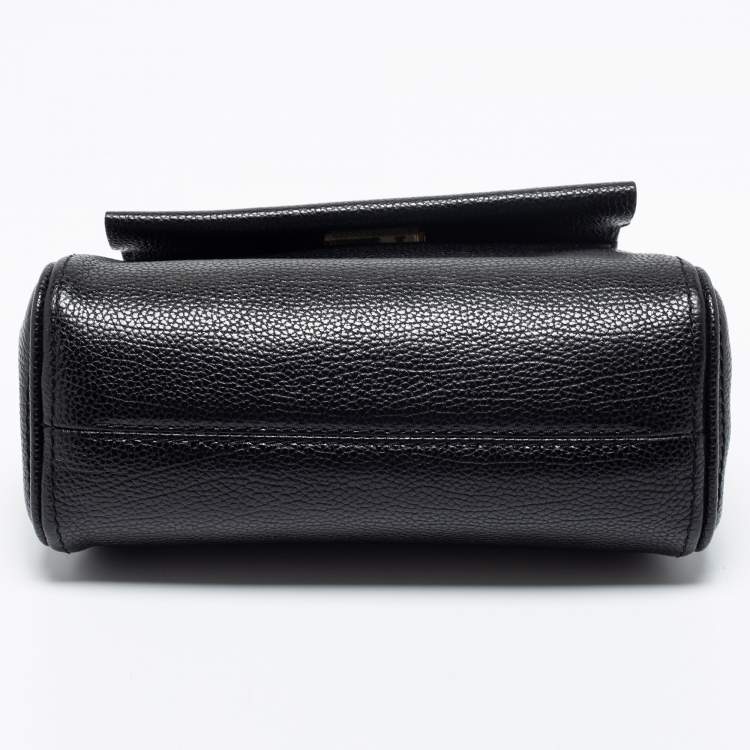 Pre Owned Carolina Herrera Black Leather Mini Minuetto Flap Top Handle Bag
