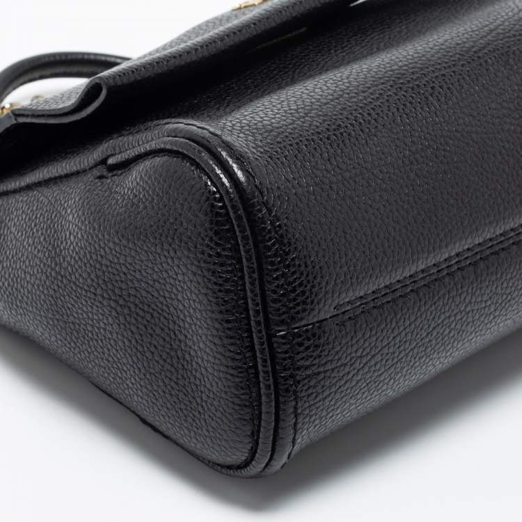 Pre Owned Carolina Herrera Black Leather Mini Minuetto Flap Top Handle Bag