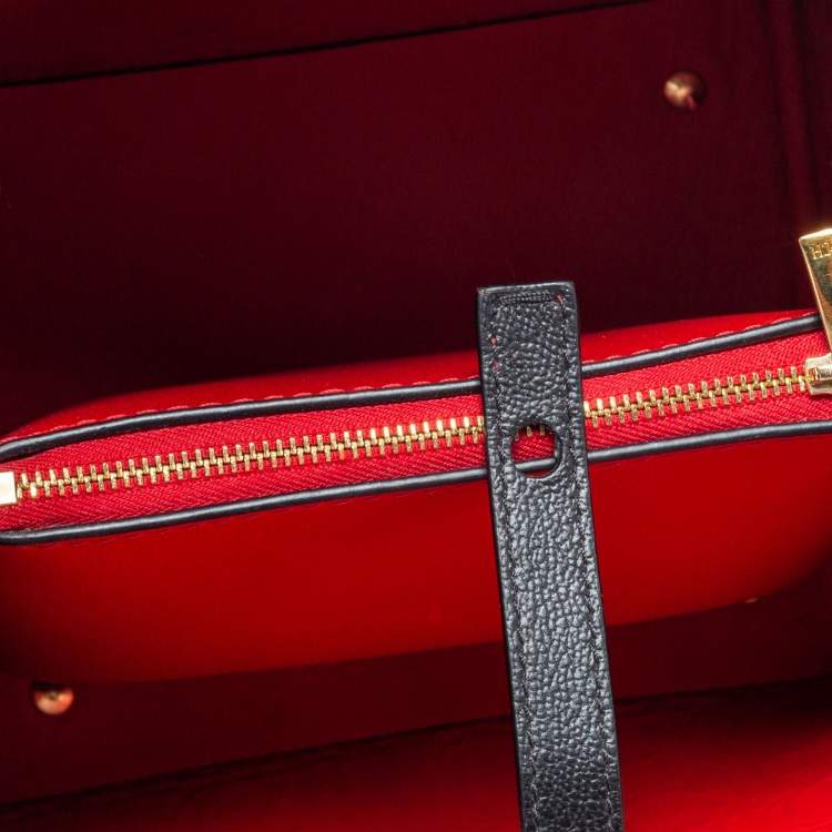 Pre Owned Carolina Herrera Black Monogram Embossed Leather Small Matryoshka Locked Tote