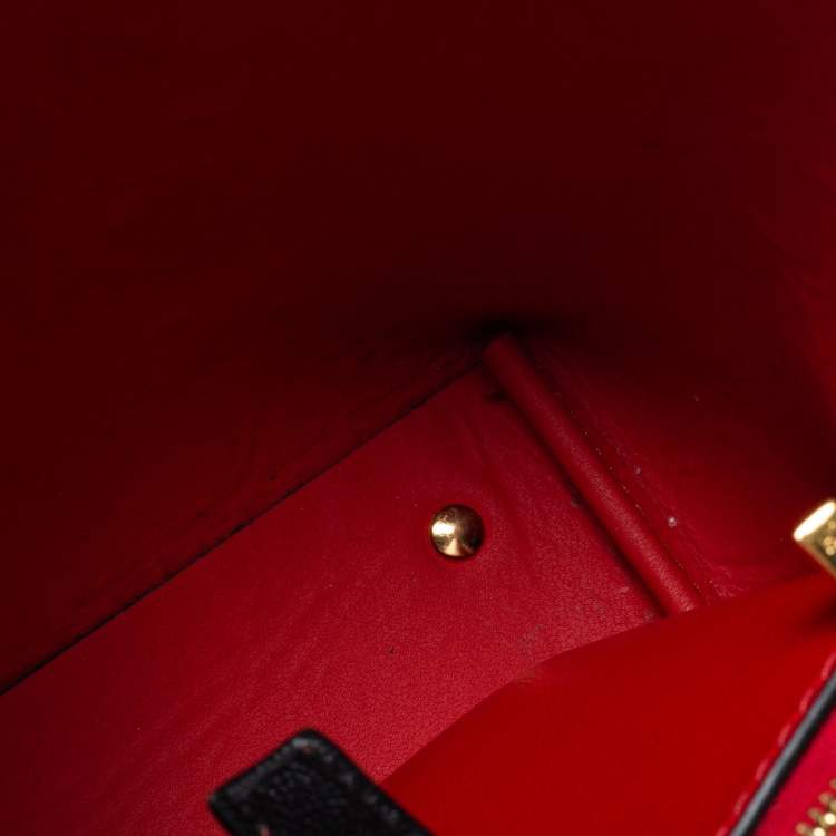 Pre Owned Carolina Herrera Black Monogram Embossed Leather Small Matryoshka Locked Tote