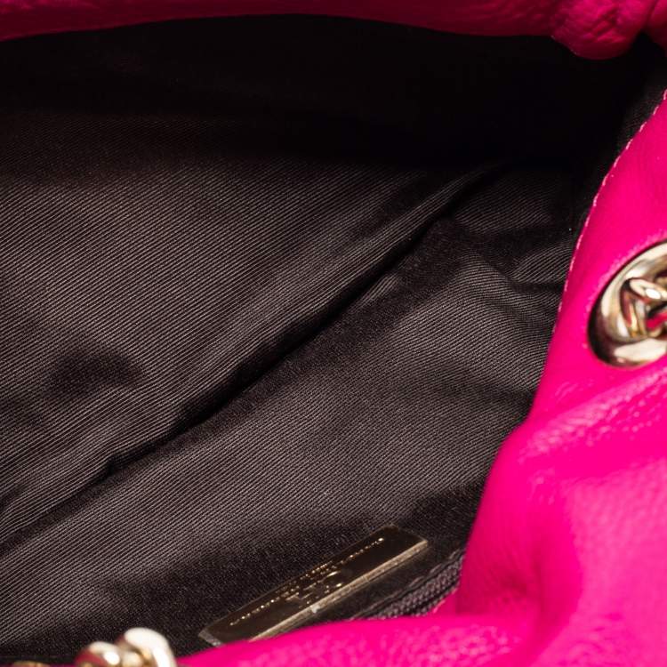 Pre Owned Carolina Herrera Fuchsia Monogram Leather Audrey Shoulder Bag
