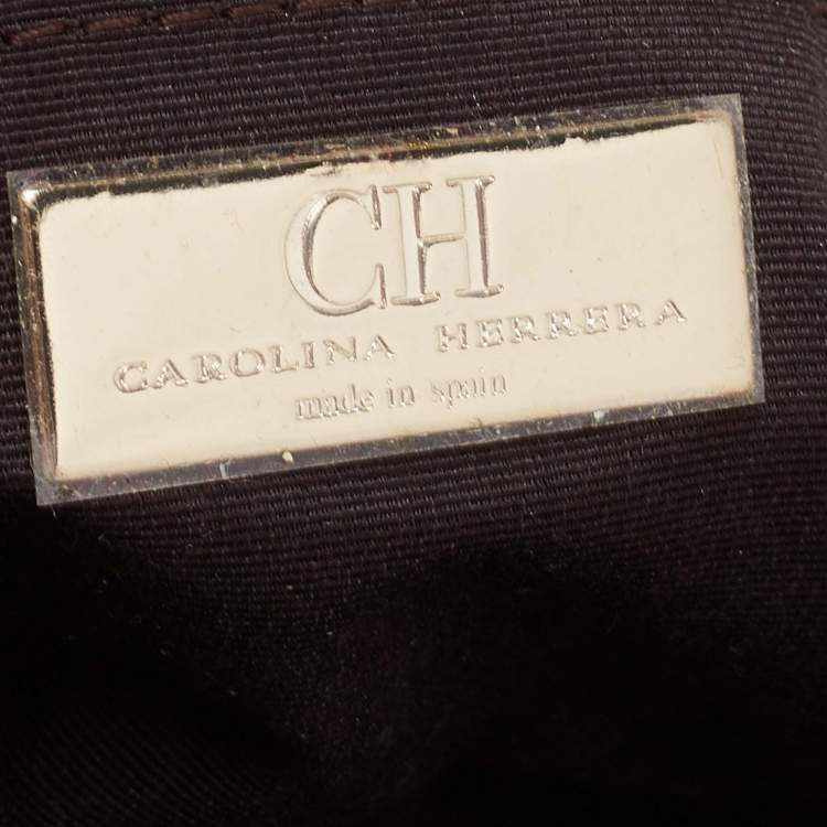 Pre Owned CH Caroline Herrera Gold Leather Bow Clutch